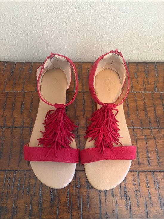 Cato Shoes - Cato Red Tassel Ankle-Strap Sandals